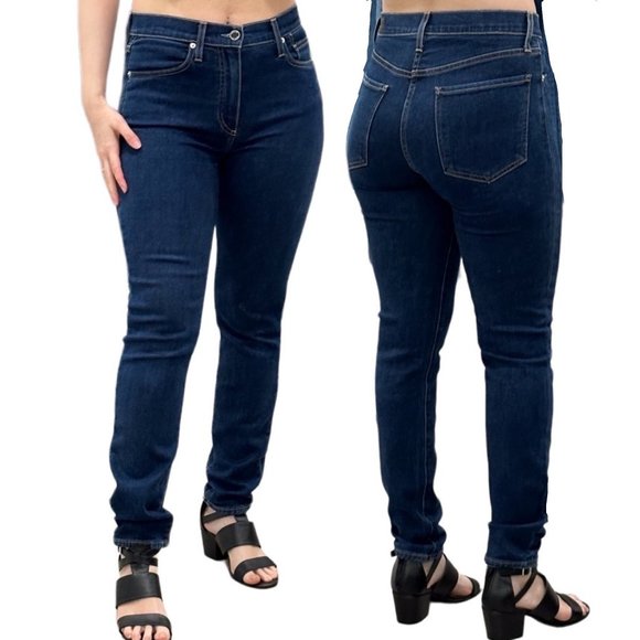 Revolve LE JEAN Vivie Slim Stovepipe Jeans in Frankie Wash Dark Denim Size 29 - Picture 1 of 15